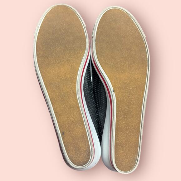 Y2K Wedge Heel Open Toe Sandals Black Leather Women’s 6.5 White Bow Alfani Reba - Picture 5 of 6